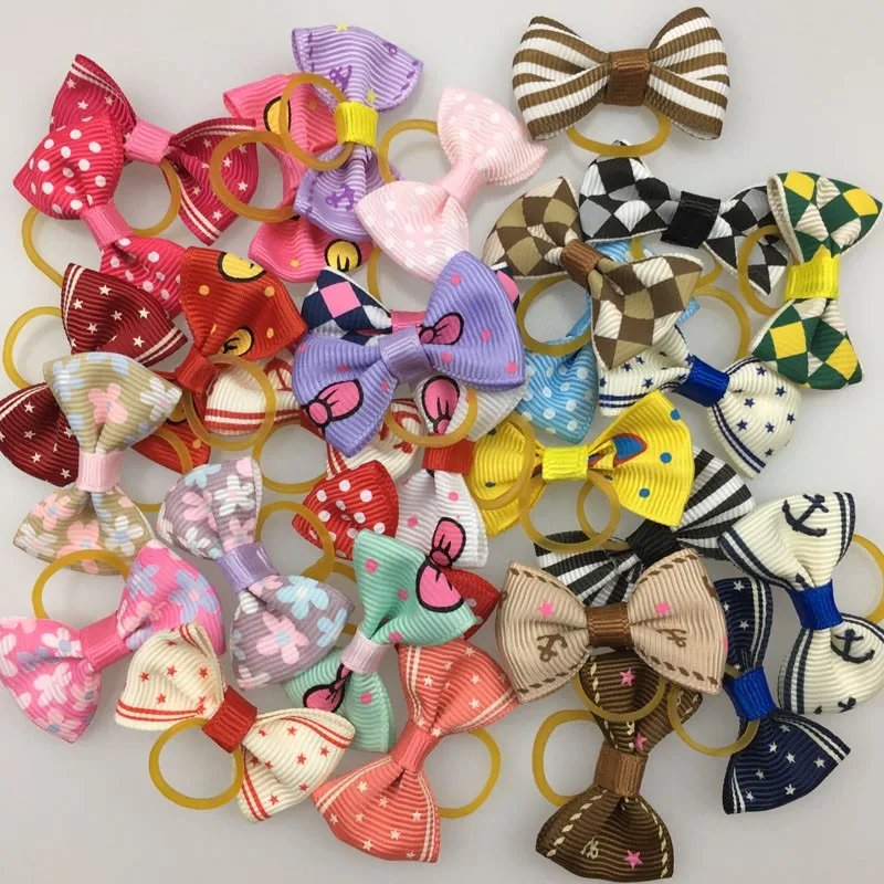 Colorful Pet Hair Bows Set